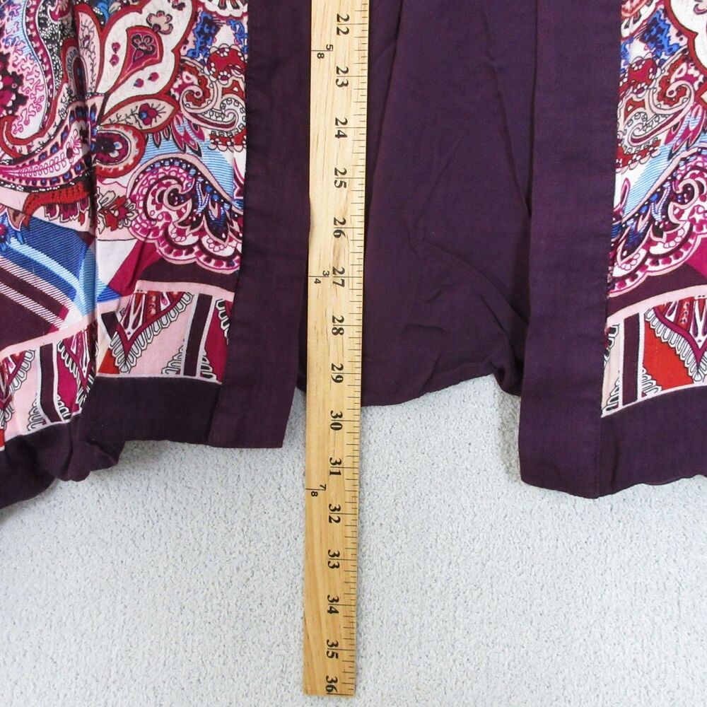 Chicos Cardigan Womens L/XL Paisley Open Front Kimono Sleeve‎ Purple Boho - Picture 3 of 6